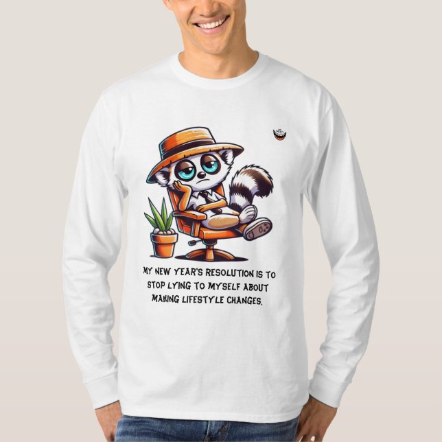 Camiseta Homens, Ano Novo, com honestidade Resolução T-Shir (Frente)