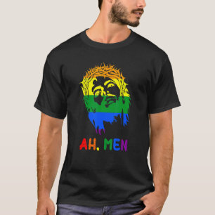 Camiseta Homens Arco-Íris LGBTQ Orgulho Bandeira Gay Jesus 