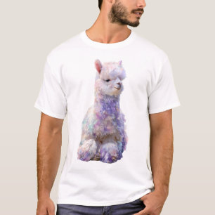 Camiseta Homens Artísticos de Alpaca Fofa Pastel Caprichosa