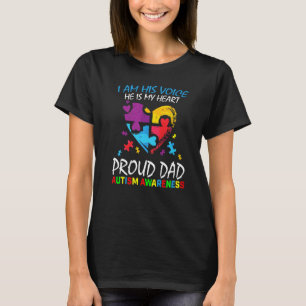 Camiseta Homens Azul Orgulhoso Conscientização Autismo Pai