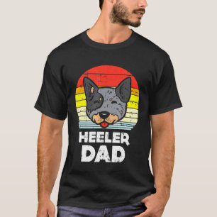 Camiseta Homens Azul Red Heeler Pai Retro Animal Gado Verme