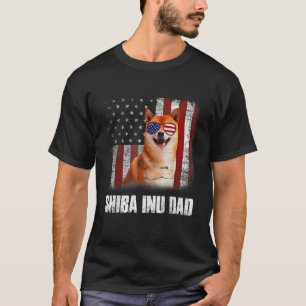 Camiseta Homens Bandeira Americana Melhor Pai Shiba Inu de
