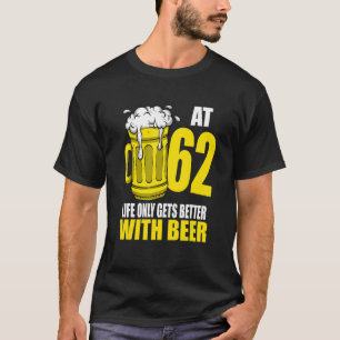 Camiseta Homens Beer Aniversário De 62 Anos Cerveja Bebendo