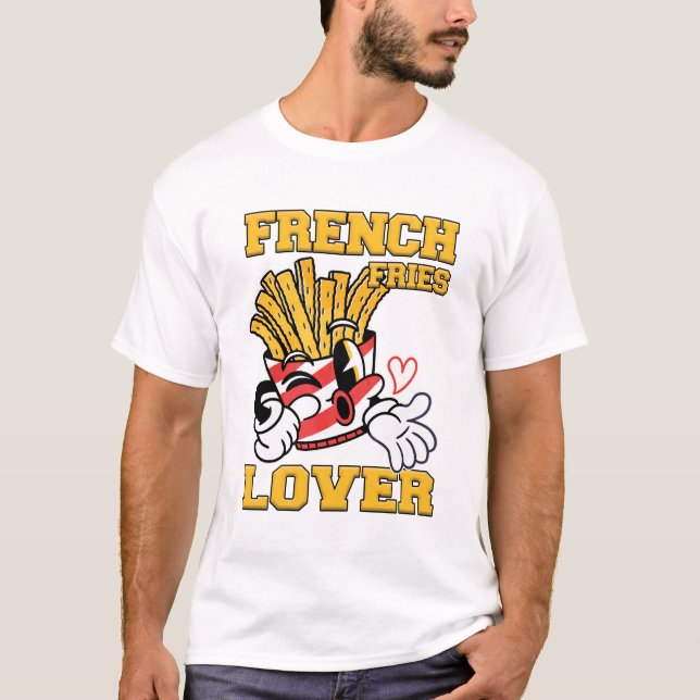 Camiseta Homens Brancos Amantes de Batata Frita (Frente)