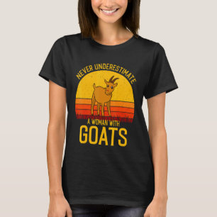 Camiseta Homens Cabra Nunca Subestime Uma Mulher Com Cabras