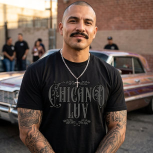Camiseta Homens Chicano adoram nomes personalizados pretos