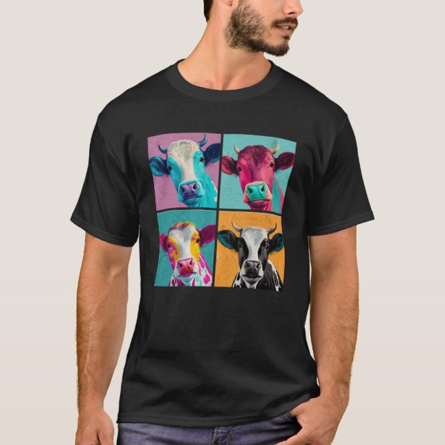 Camiseta Homens Coloridos de Pop de Bovinos (Frente)