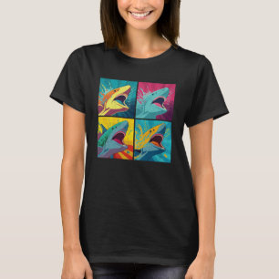 Camiseta Homens Coloridos De Pop De Tubarões