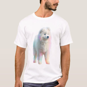 Camiseta Homens com Fluff Pastel Prismático de Samoyed