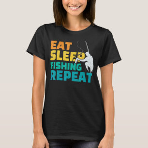 Camiseta Homens Comem Dormem Pesca Repita Pescador