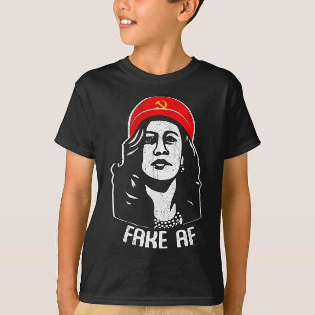 Camiseta Homens comunistas Falso Af Kamala Harris (Frente)