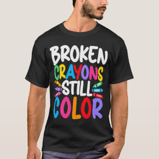 Camiseta Homens crayons quebrados têm saúde mental colorida