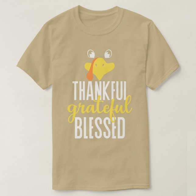 Camiseta Homens da Família de Ação de Graças, Feliz e Abenç (Frente do Design)