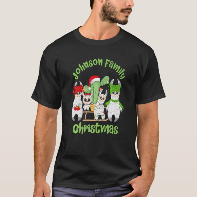 Camiseta Homens da família Llama Mulheres e Crianças Johnso (Frente)
