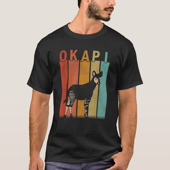 Camiseta Homens da Okapi em apuros Menores Cute Okapi Retro (Frente)