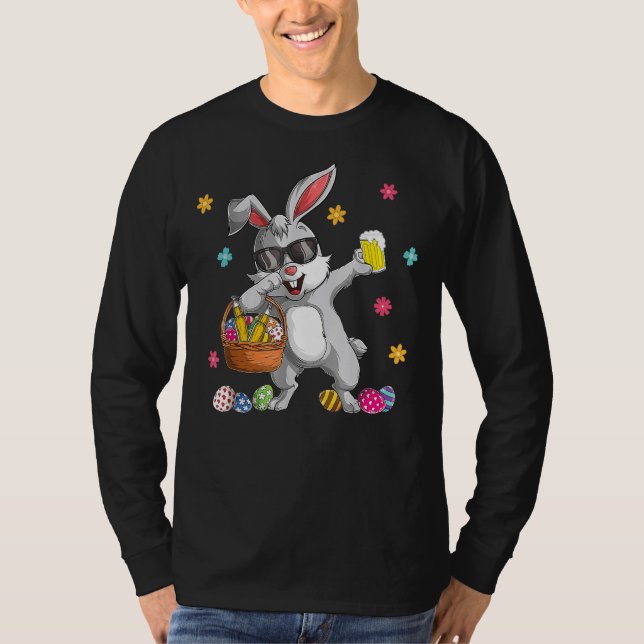 Camiseta Homens Dabbing Rabbit Páscoa Day Ovos Dab Mulheres (Frente)