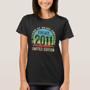 Camiseta Homens De 12 Anos Vintage 2011 12 Aniversário