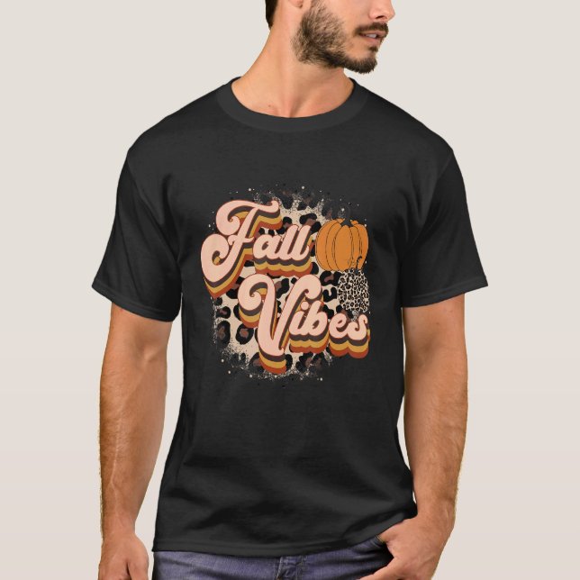 Camiseta Homens de Ação de Graças Retro Leopard Pumpkin (Frente)