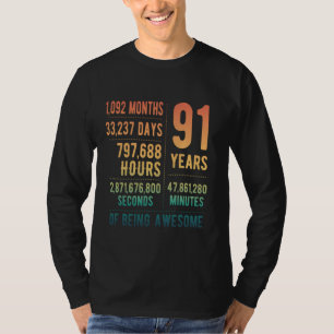 Camiseta Homens De Aniversário De 91ruas Engraçados Com 91