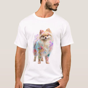 Camiseta Homens de Arte Colorida de Borrões de Pomerânia