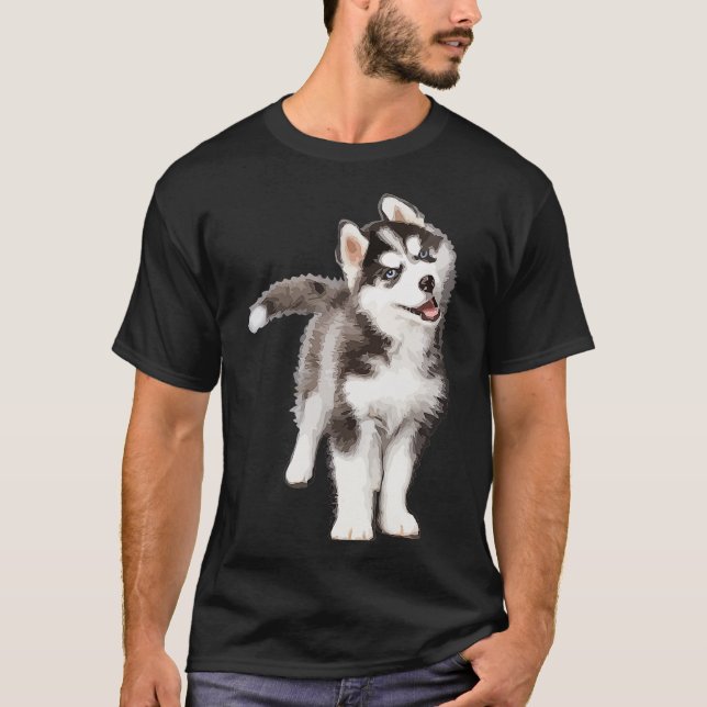 Camiseta Homens de Arte Gráfica Casual Pomsky (Frente)
