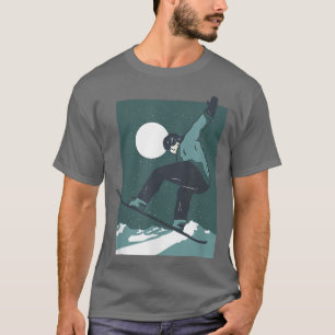 Camiseta Homens de Arte Noturna Mulheres Snowboard Snowboa