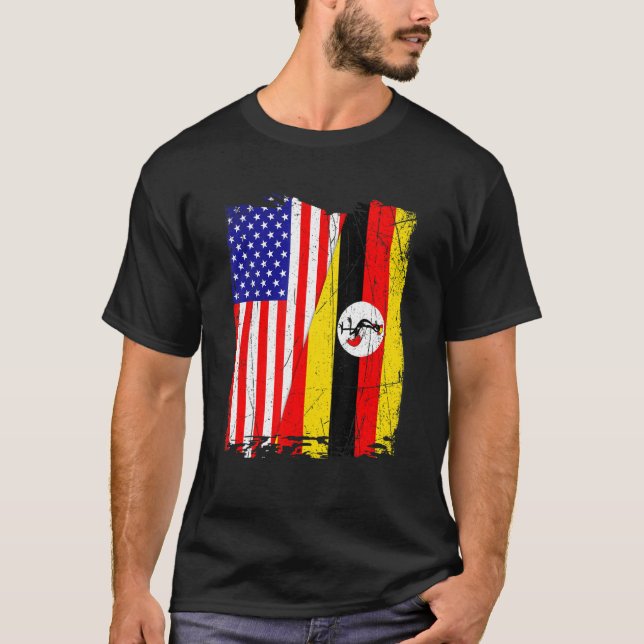 Camiseta Homens de Bandeira de Uganda Retroamericanos Patri (Frente)