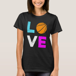 Camiseta Homens de basquete fã de basquete com amor bonito 