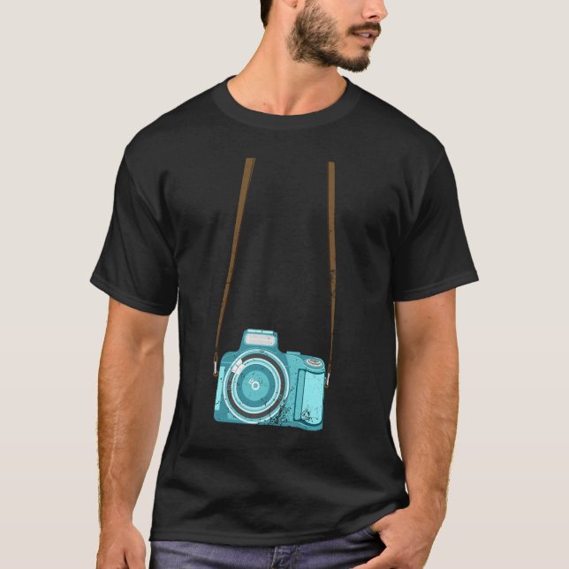 Camiseta Homens de Câmera Turística Mulheres Legal Figurino (Frente)