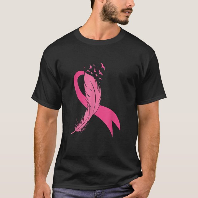 Camiseta Homens de Consciência do Cancer de Fita Rosa (Frente)