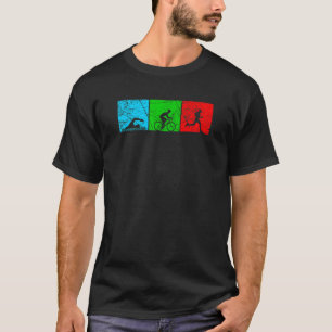 Camiseta Homens de esporte atlético Triathlon com bicicleta