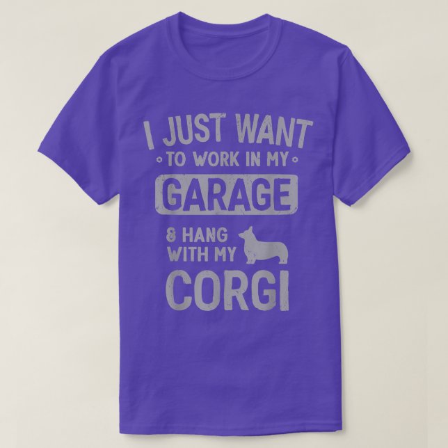 Camiseta Homens de Garagem do Pai Funny Corgi Seguiram  (Frente do Design)