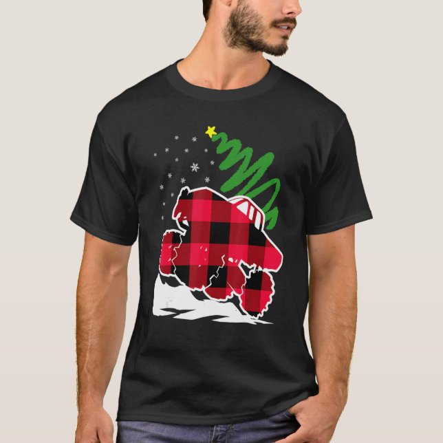 Camiseta Homens de Natal de Monstros de Monstros de Xadrez  (Frente)