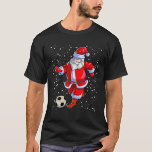 Camiseta Homens de Natal Jovens Futebol Papai Noel