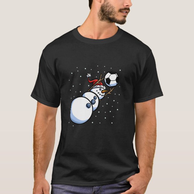 Camiseta Homens de Natal Xmas Goalkeeper Futebol Snowman (Frente)