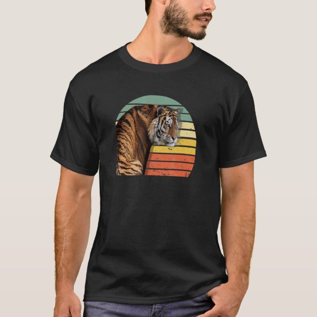 Camiseta Homens De Retrô De Animais Ameaçados De Tigre Sibe (Frente)