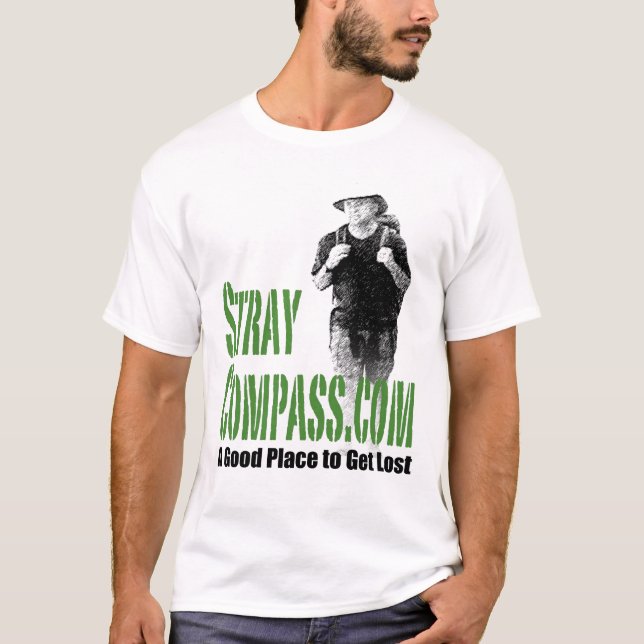 Camiseta homens de StrayCompass.com verdes no verde (Frente)