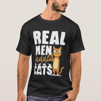 Camiseta Homens de Verdade Aconchegam Gatos Design Divertid