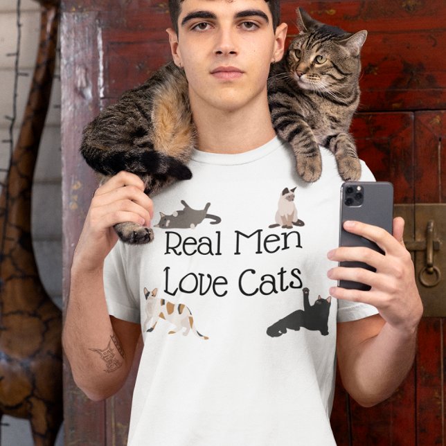Camiseta Homens de Verdade Amam Gatos (Criador carregado)