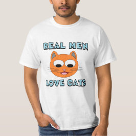 Camiseta HOMENS DE VERDADE AMAM GATOS Rosto de Gato Laranja