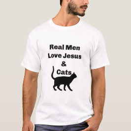 Camiseta Homens de Verdade Amam Jesus & Gatos