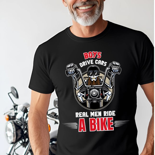 Camiseta "Homens de verdade andam de bicicleta" Engraçada C (Criador carregado)