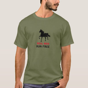 Camiseta Homens de Verdade Correm Livres e Selvagens Cavalo