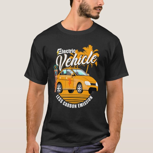 Camiseta Homens de verdade dirigem Carro elétrico E-Car Plu (Frente)