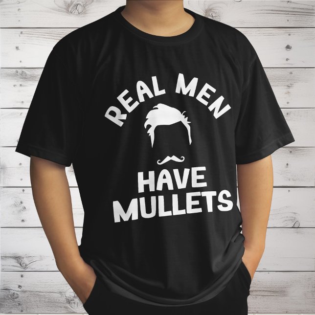 Camiseta Homens de Verdade Têm Mullets, Amante de Estilo de (Criador carregado)