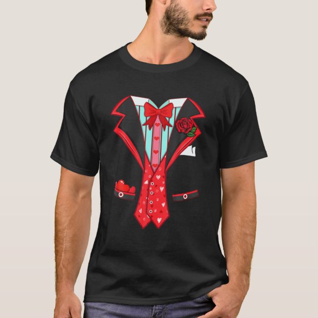 Camiseta Homens Dia de os namorados Tuxedo Arco Vermelho Ti (Frente)