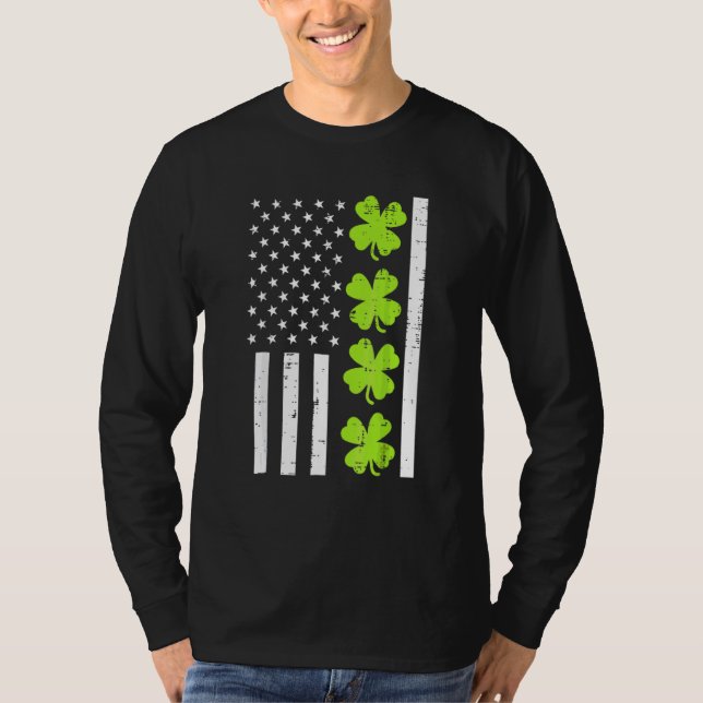 Camiseta Homens do Dia de São Patrício Shamrock da bandeira (Frente)