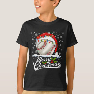 Camiseta Homens do Natal Baseball Ball Santa Hat Xmas Boys