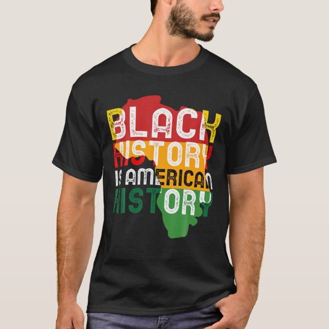 Camiseta Homens do Orgulho Americano do Mês Africano, Histó (Frente)