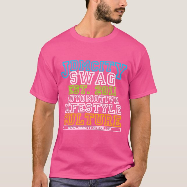 Camiseta Homens do rosa da universidade de JDM (Frente)